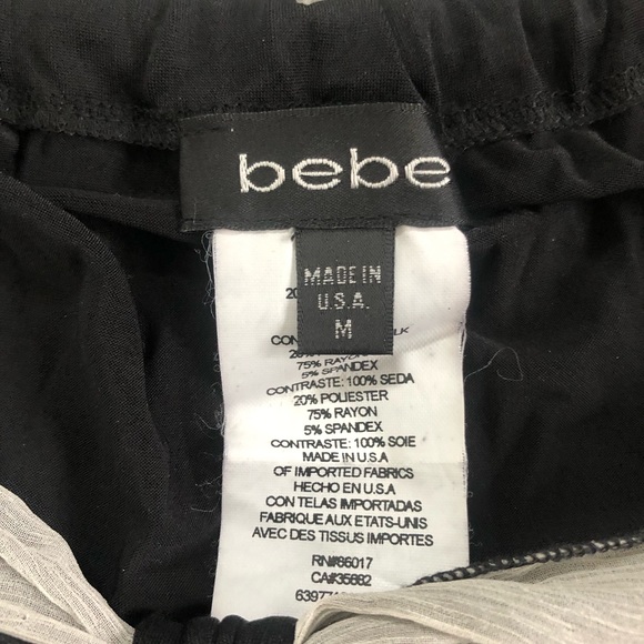 euc BEBE sleeveless black stretch Y2K short top silk neck tie M med medium USA - Picture 3 of 3